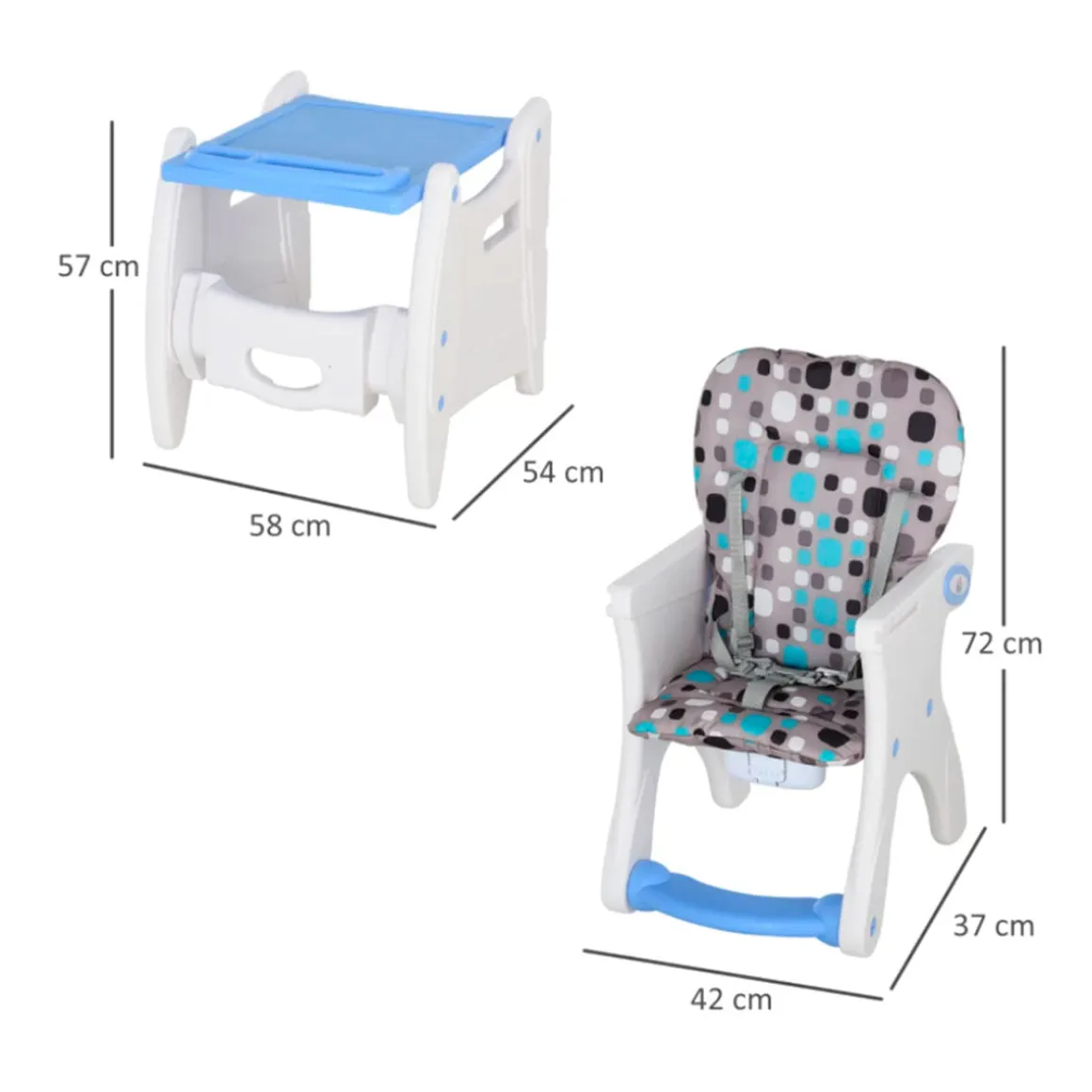 Trona para bebé Homcom 3 en 1 +6M 105x57x59 cm