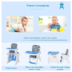 Trona para bebé Homcom 3 en 1 +6M 105x57x59 cm