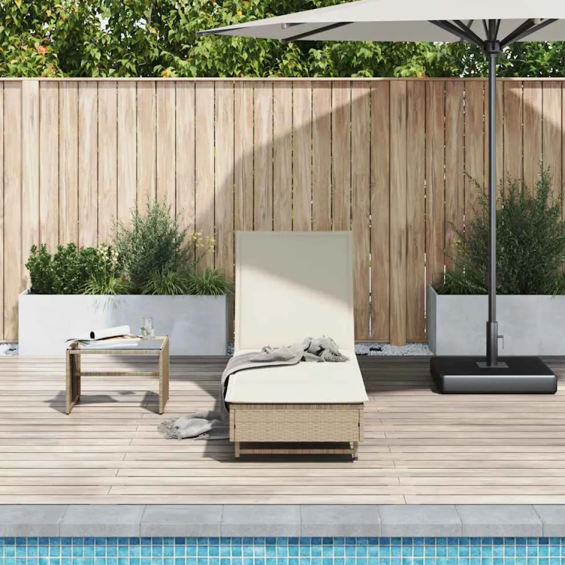 Tumbona Arenis reclinable 3 posiciones + 2 ruedas 80x179x55 cm