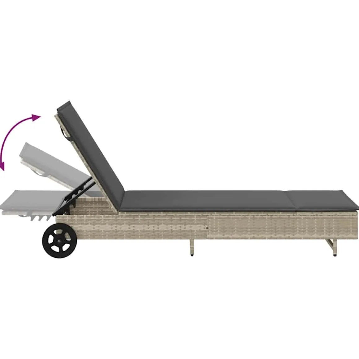 Tumbona Arenis reclinable 3 posiciones + 2 ruedas 80x179x55 cm