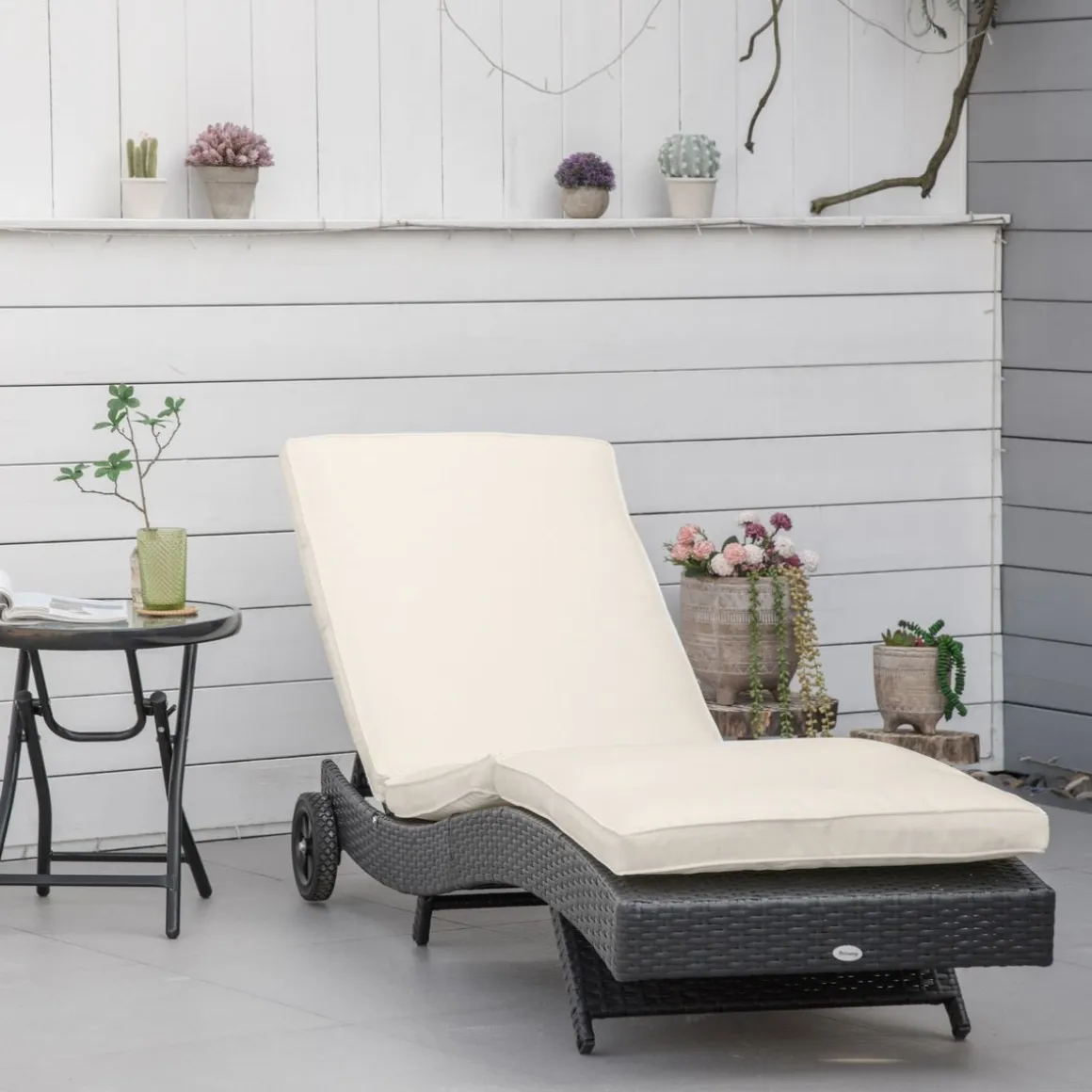 Tumbona Celeste Outsunny respaldo ajustable 5 posiciones 70x207x70 cm