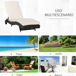 Tumbona Celeste Outsunny respaldo ajustable 5 posiciones 70x207x70 cm