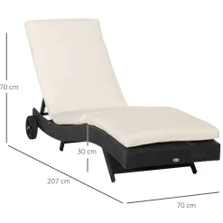 Tumbona Celeste Outsunny respaldo ajustable 5 posiciones 70x207x70 cm