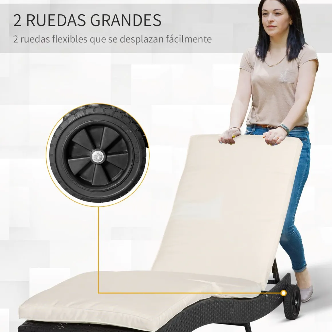 Tumbona Celeste Outsunny respaldo ajustable 5 posiciones 70x207x70 cm