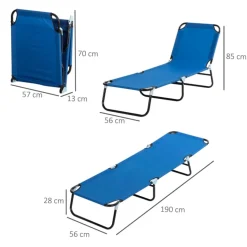 Tumbona de jardín Outsunny ajustable 5 niveles plegable 85x56x190 cm