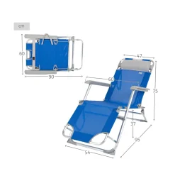 Tumbona de playa Aktive reclinable + reposacabezas azul