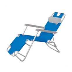 Tumbona de playa Aktive reclinable + reposacabezas azul