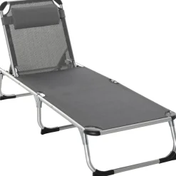Tumbona Delta Outsunny reclinable 4 posiciones gris 76x165x60 cm