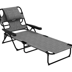 Tumbona Flexx Outsunny plegable con respaldo ajustable gris 31x194x72 cm