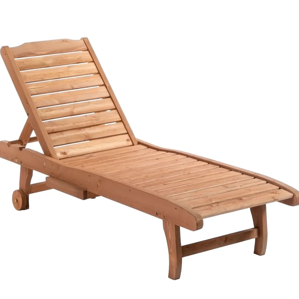 Tumbona Grecia Outsunny 3 posiciones + bandeja + ruedas natural 83x60x165 cm