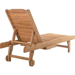 Tumbona Grecia Outsunny 3 posiciones + bandeja + ruedas natural 83x60x165 cm