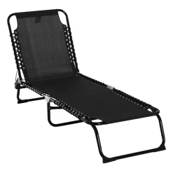 Tumbona Guadix Outsunny plegable respaldo ajustable negro 30x197x58 cm