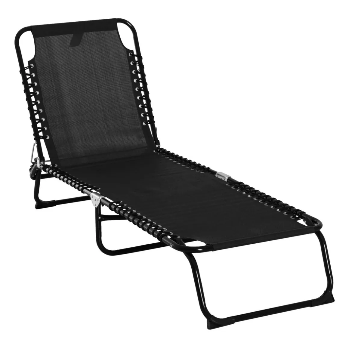 Tumbona Guadix Outsunny plegable respaldo ajustable negro 30x197x58 cm