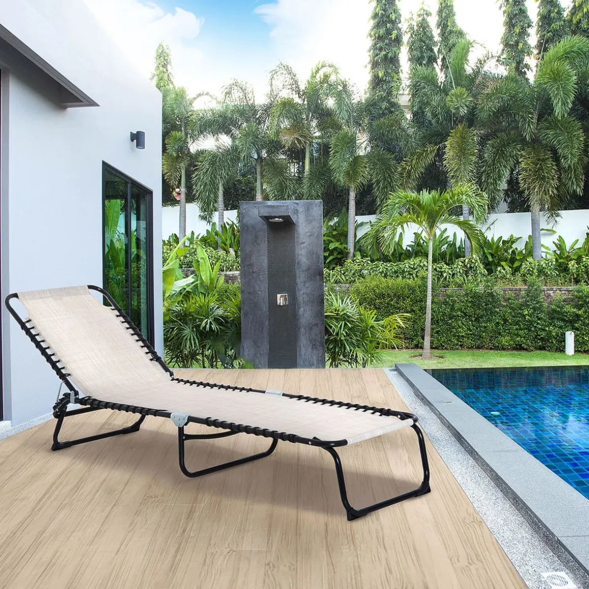 Tumbona Kimoloss Outsunny 4 posiciones 30x197x58 cm