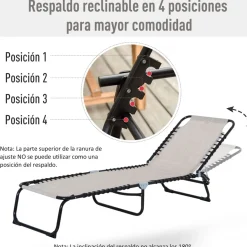 Tumbona Kimoloss Outsunny 4 posiciones 30x197x58 cm