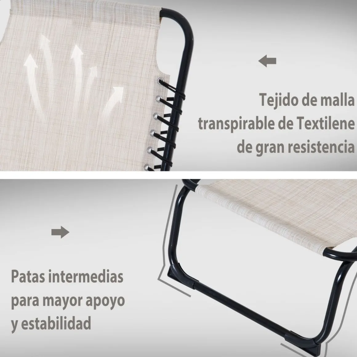 Tumbona Kimoloss Outsunny 4 posiciones 30x197x58 cm