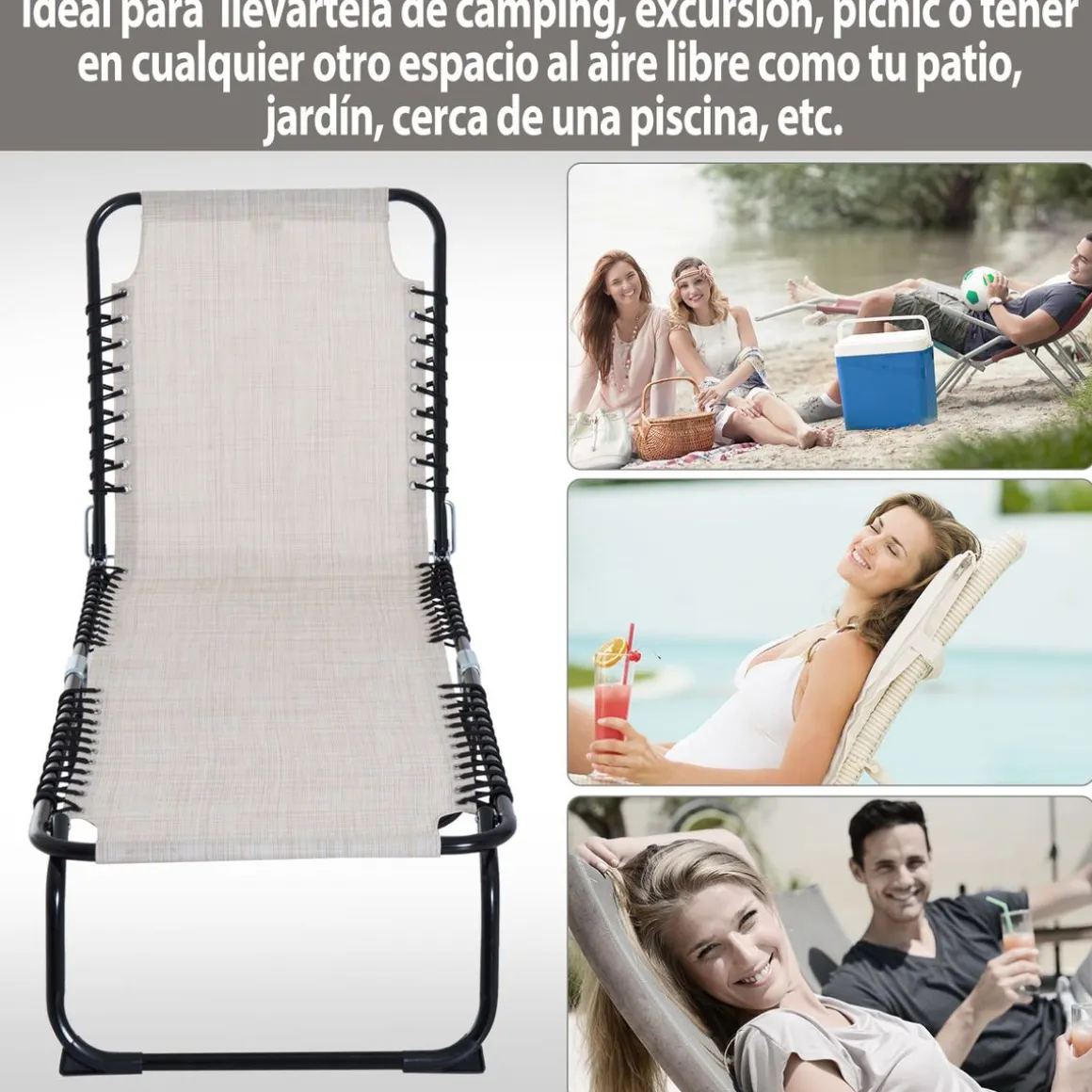 Tumbona Kimoloss Outsunny 4 posiciones 30x197x58 cm