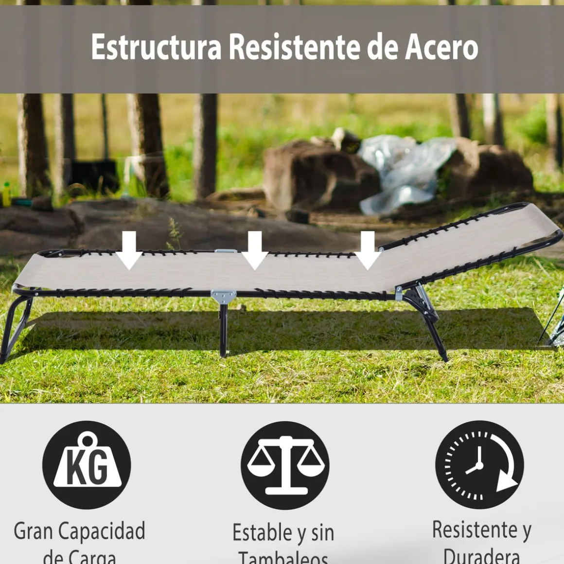 Tumbona Kimoloss Outsunny 4 posiciones 30x197x58 cm
