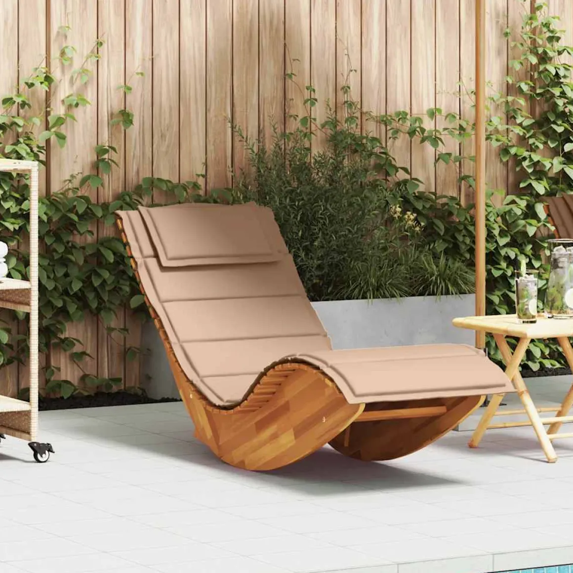 Tumbona mecedora Manzaneda madera de acacia 74x154x60 cm