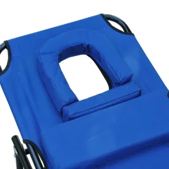Tumbona Outsunny orificio para cabeza plegable/reclinable azul 56x28x190 cm