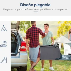 Tumbona Outsunny plegable con orificio respaldo ajustable 4 posiciones 28x56x190 cm