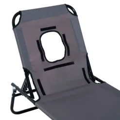 Tumbona Outsunny plegable con orificio respaldo ajustable 4 posiciones 28x56x190 cm