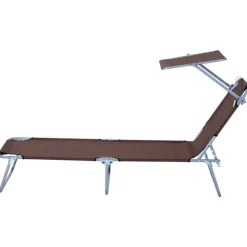 Tumbona plegable Oxford hierro marrón 187x58x27 cm