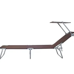 Tumbona plegable Oxford hierro marrón 187x58x27 cm