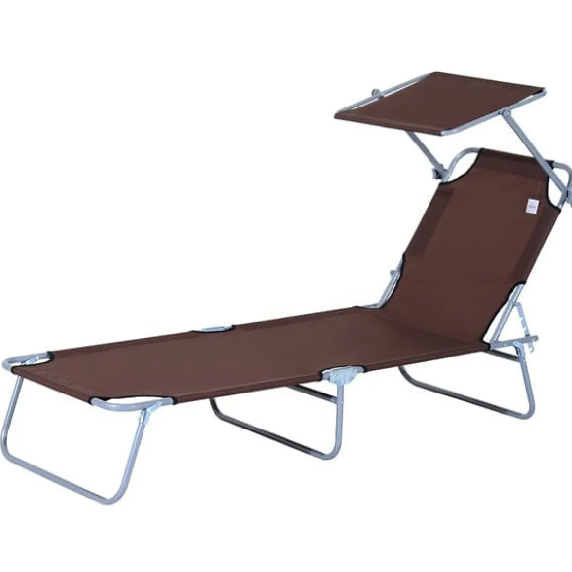 Tumbona plegable Oxford hierro marrón 187x58x27 cm
