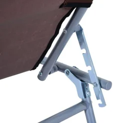 Tumbona plegable Oxford hierro marrón 187x58x27 cm