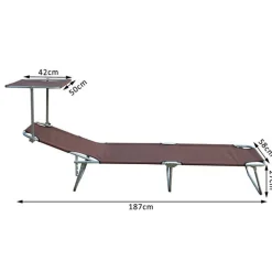 Tumbona plegable Oxford hierro marrón 187x58x27 cm