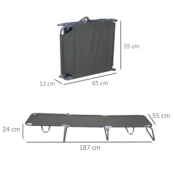 Tumbona Sunflower Outsunny plegable 5 posiciones gris 24x187x55 cm