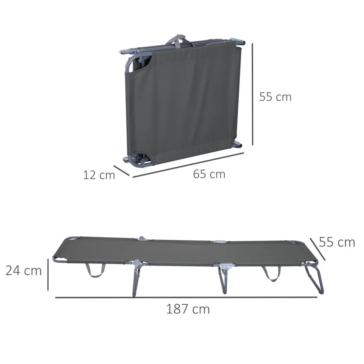 Tumbona Sunflower Outsunny plegable 5 posiciones gris 24x187x55 cm