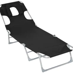 Tumbona Taifa Outsunny reclinable reposacabezas azul 28x182x56 cm