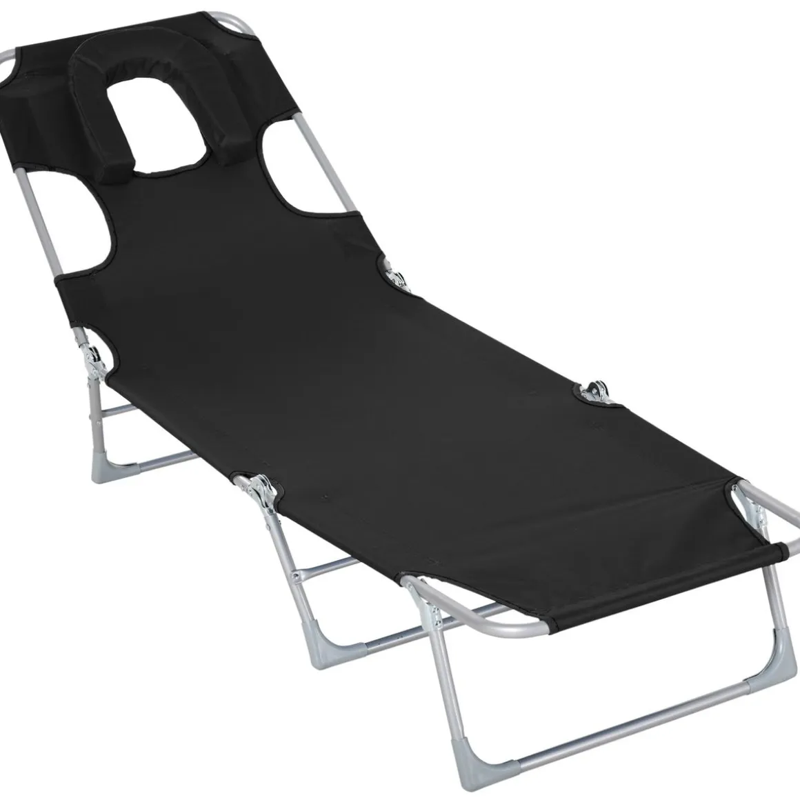 Tumbona Taifa Outsunny reclinable reposacabezas azul 28x182x56 cm