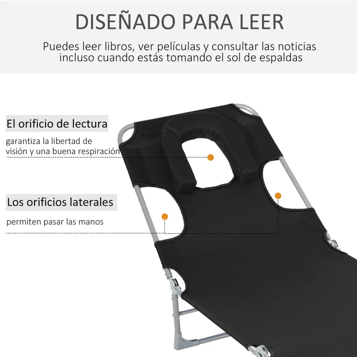 Tumbona Taifa Outsunny reclinable reposacabezas azul 28x182x56 cm