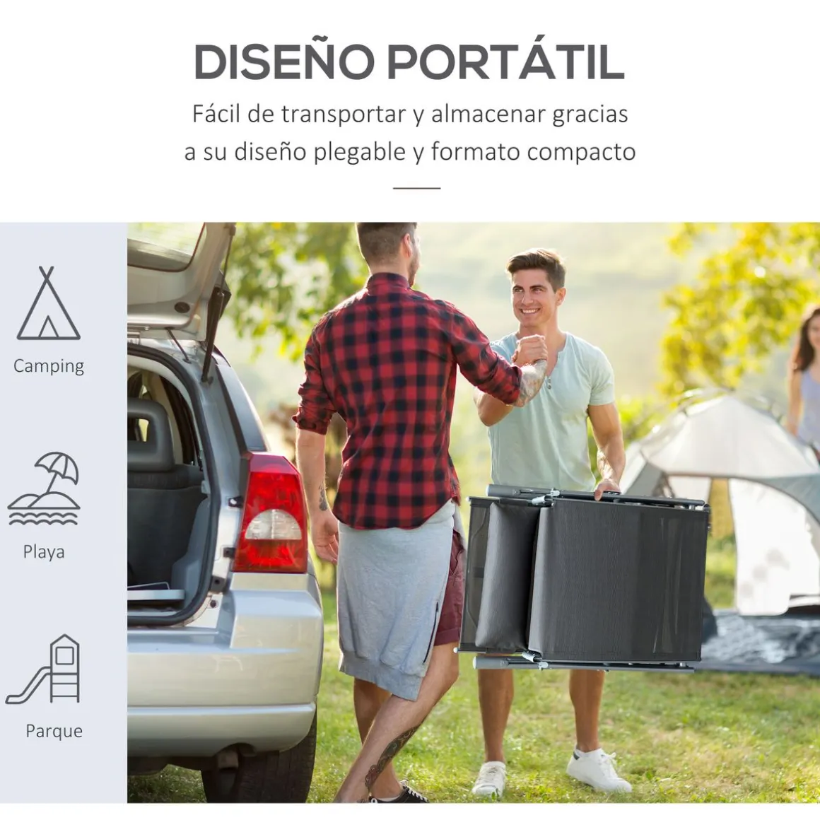 Tumbona Taití Outsunny respaldo ajustable 7 niveles 100,5x137x63,5 cm