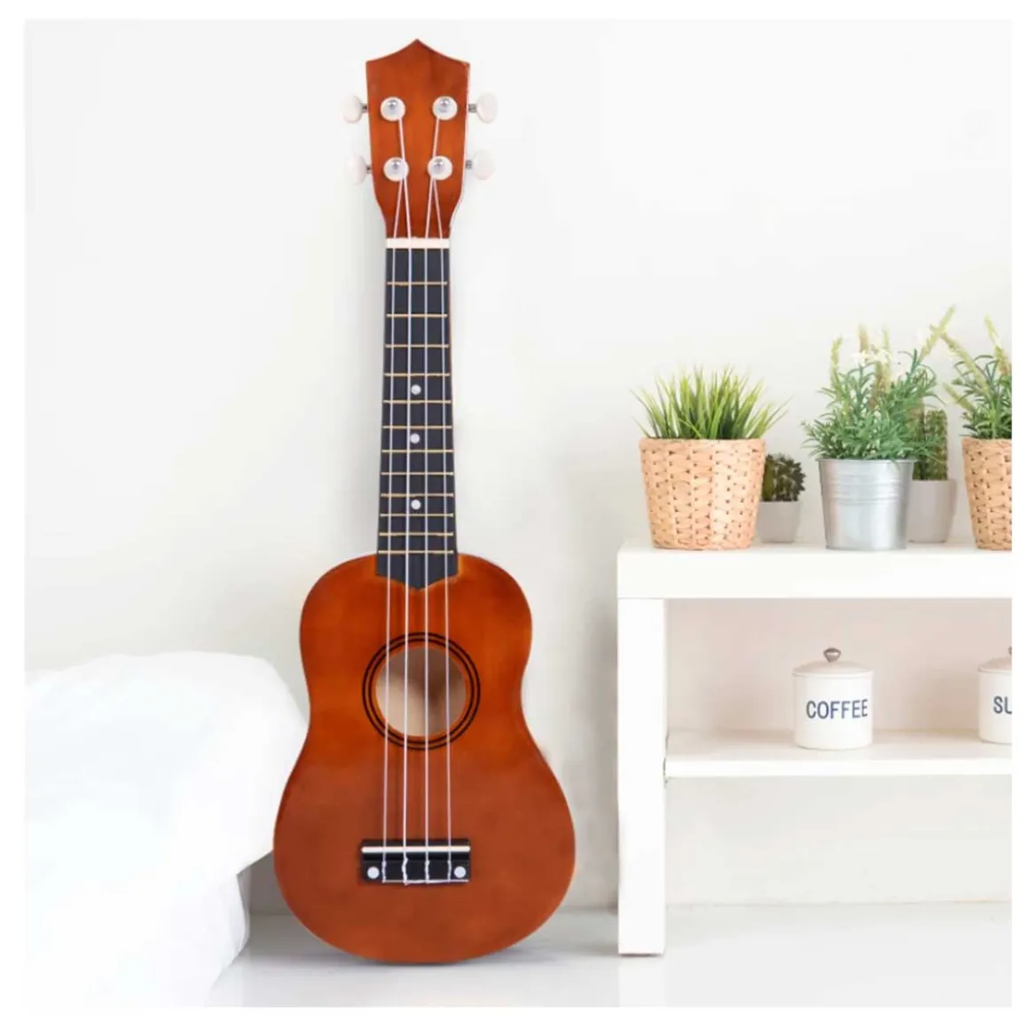 Ukelele soprano Homcom 4 cuerdas ajustables 53x17,5x6,2 cm