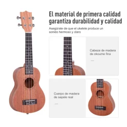 Ukelele soprano Homcom 4 cuerdas ajustables madera 53x17,5x6,2 cm