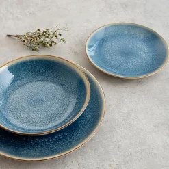 Vajilla Aura Bidasoa 12 piezas 4 servicios porcelana azul