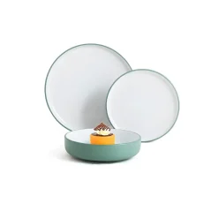 Vajilla Bodo Luminarc 12 piezas 4 servicios cerámica verde/blanco