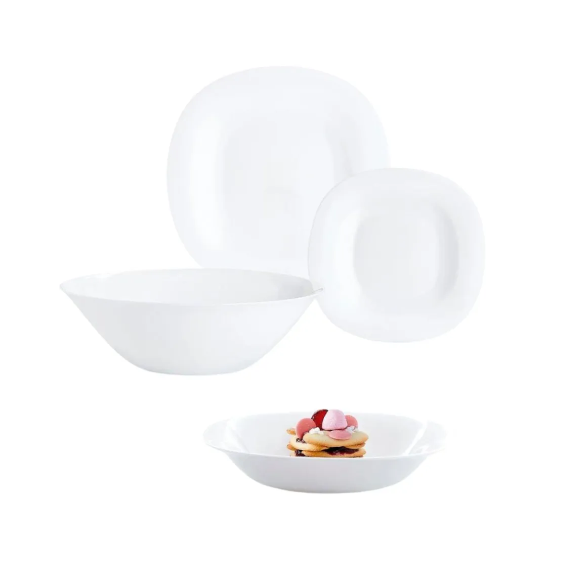 Vajilla Carine Luminarc 19 piezas 6 servicios vidiro opal blanco