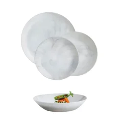 Vajilla Diwali Grant Marb Luminarc 18 piezas 6 servicios vidrio opal gris