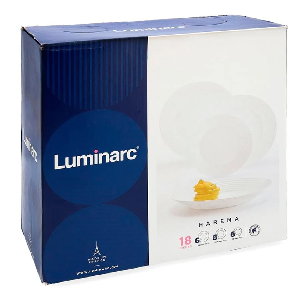 Vajilla Harena Luminarc 18 piezas 6 servicios vidrio blanco