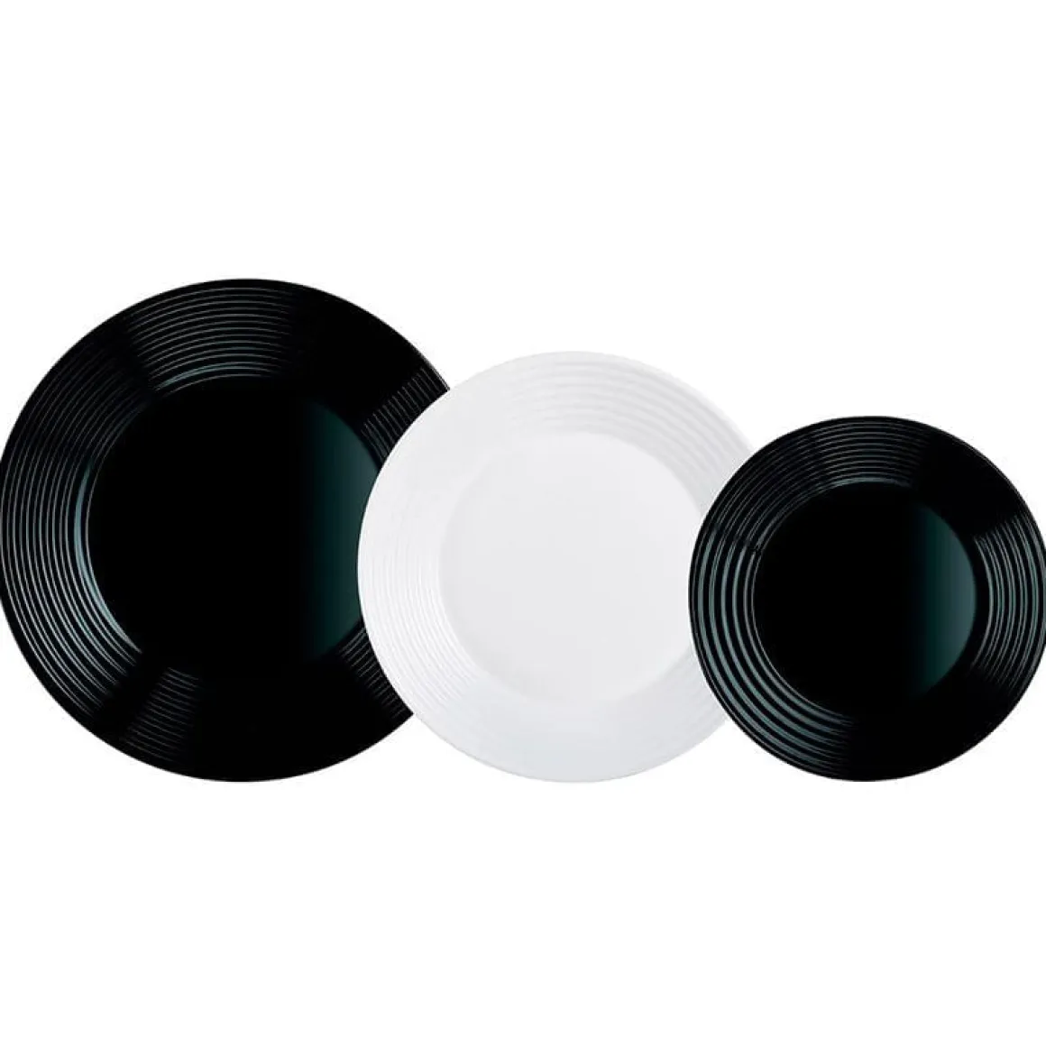 Vajilla Harena Luminarc 18 piezas 6 servicios vidrio blanco/negro