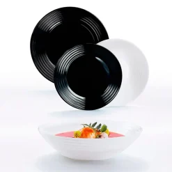Vajilla Harena Luminarc 18 piezas 6 servicios vidrio blanco/negro