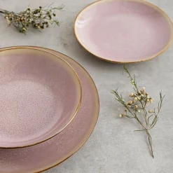 Vajilla Lanai Bidasoa 12 piezas 4 servicios porcelana rosa