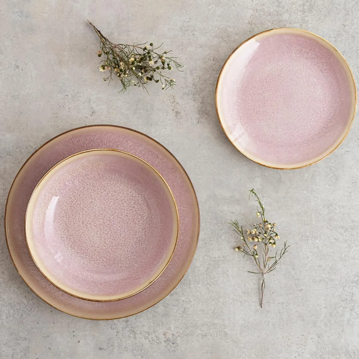 Vajilla Lanai Bidasoa 12 piezas 4 servicios porcelana rosa