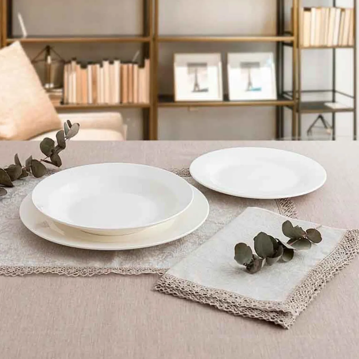 Vajilla Lis Bidasoa 18 piezas 6 servicios porcelana blanco