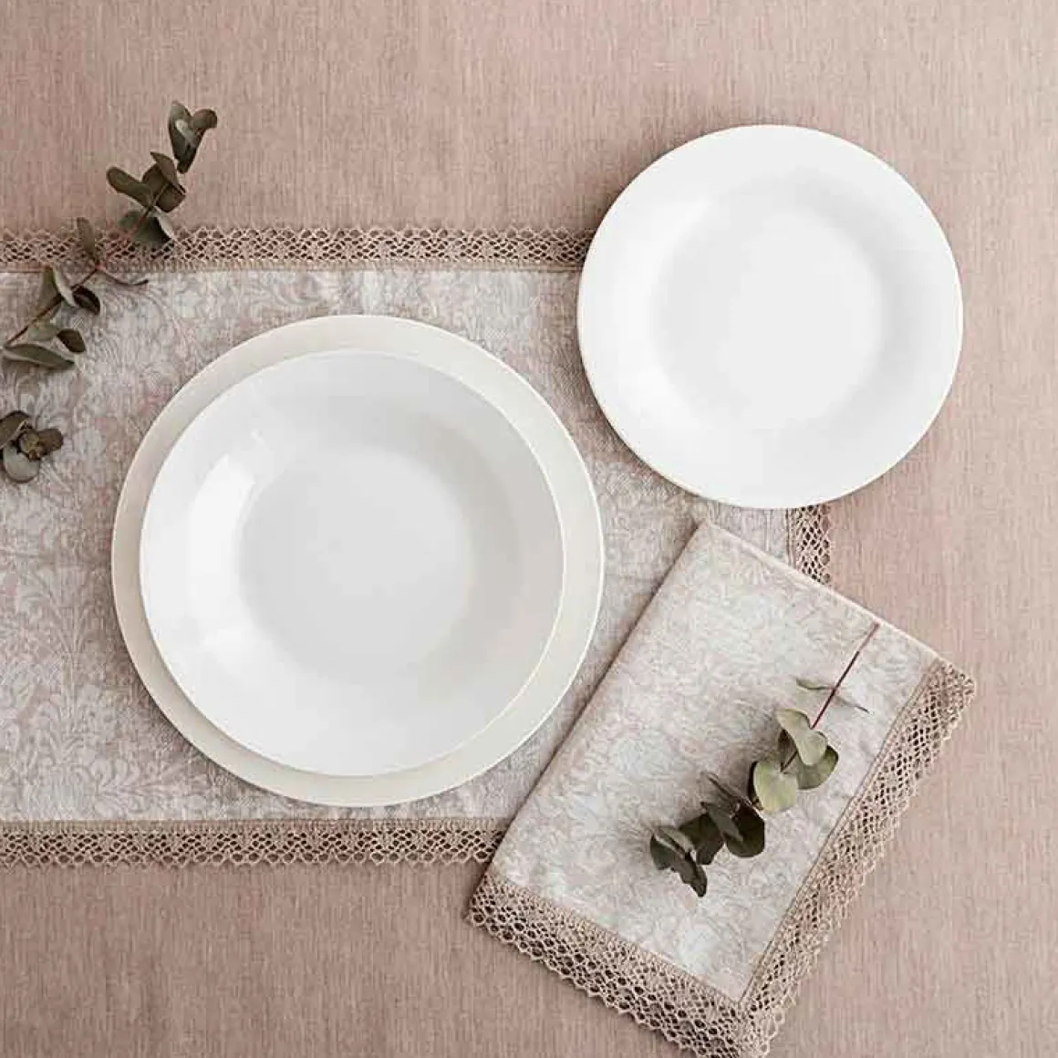 Vajilla Lis Bidasoa 18 piezas 6 servicios porcelana blanco